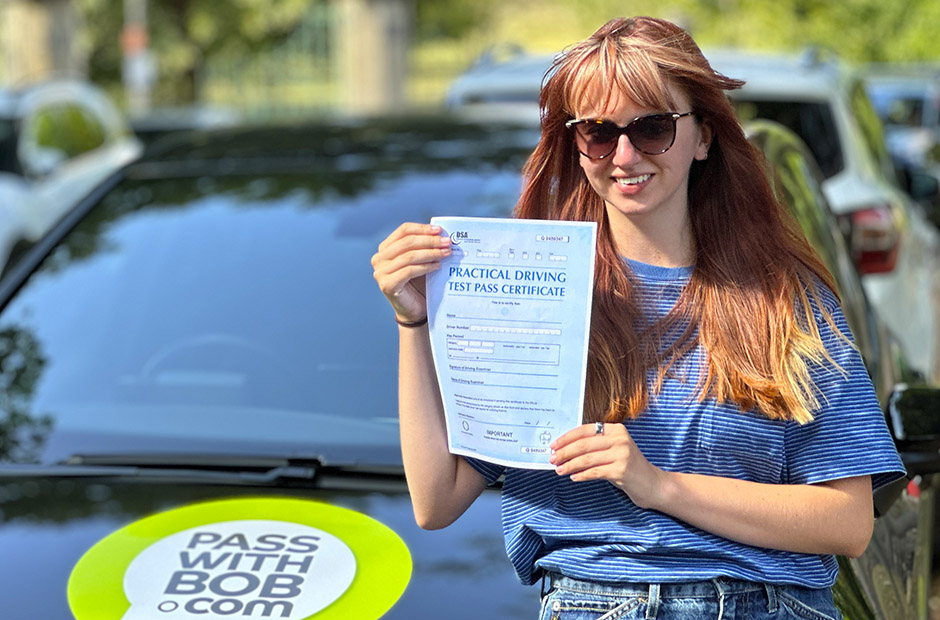 Abi Buckland with her Driving Test Pass Certificate