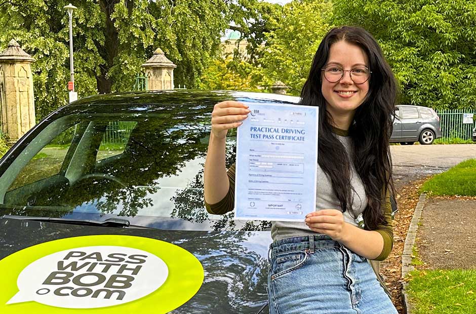 Aidan McKillop-Smith with her Driving Test Pass Certificate