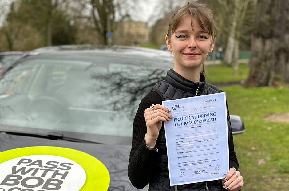 Alice Ciereszko with her Driving Test Pass Certificate