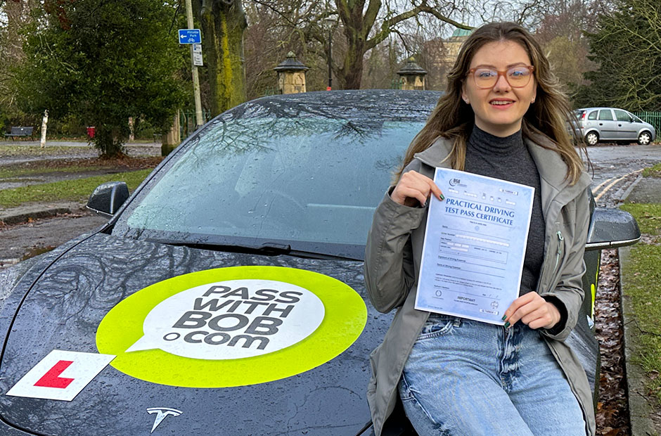 Amy Bruce with her Driving Test Pass Certificate