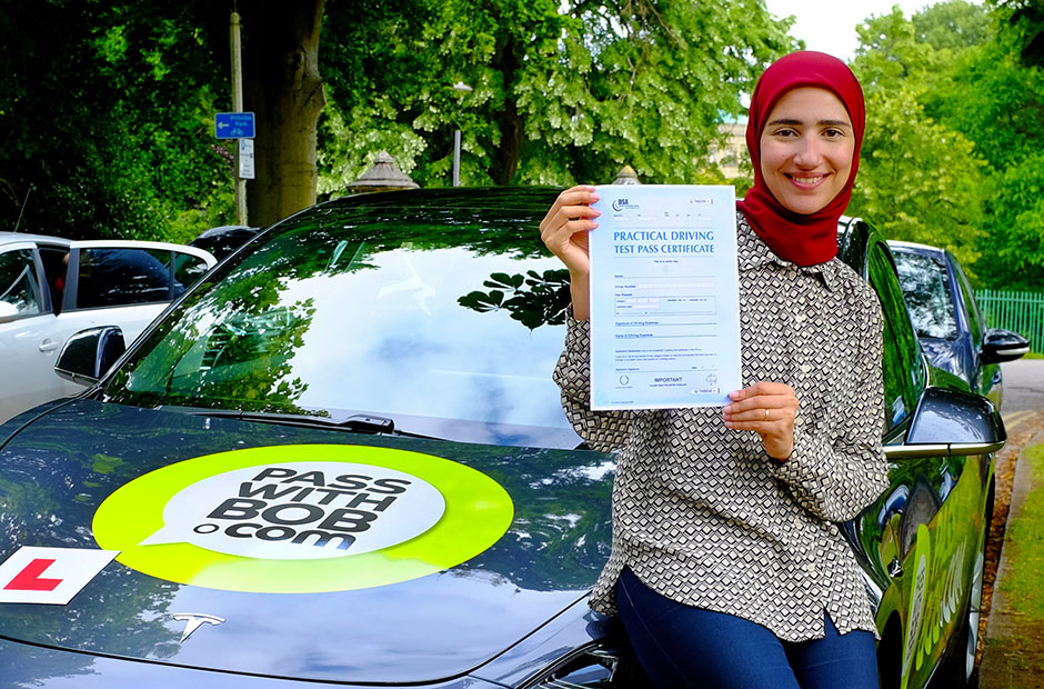 Basma Shata with her Driving Test Pass Certificate