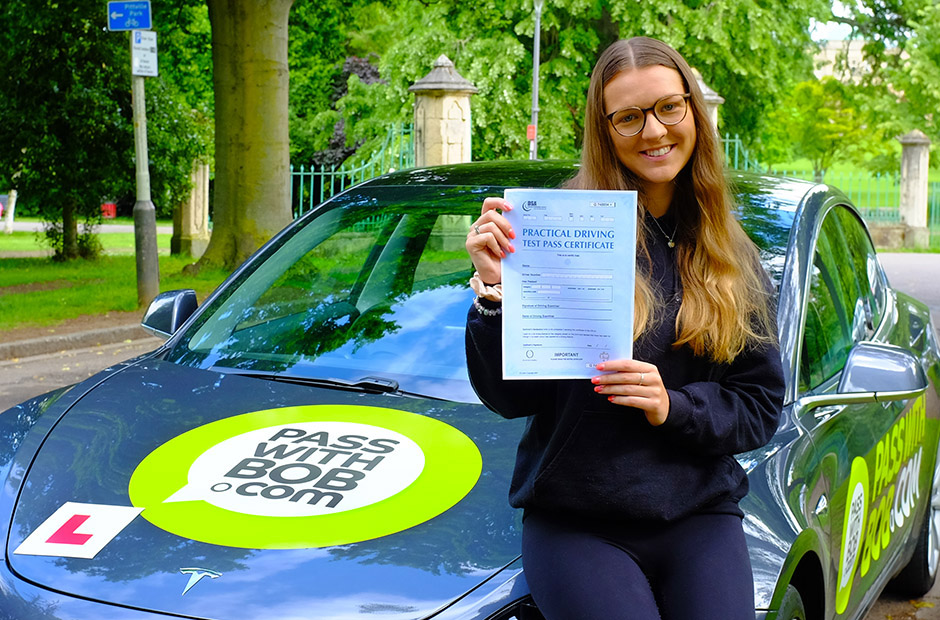 Becky Barnwell with her Driving Test Pass Certificate