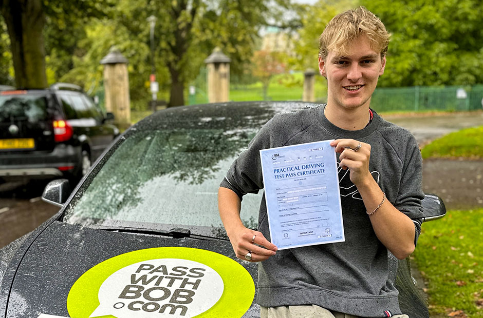 Ben Webster with his Driving Test Pass Certificate
