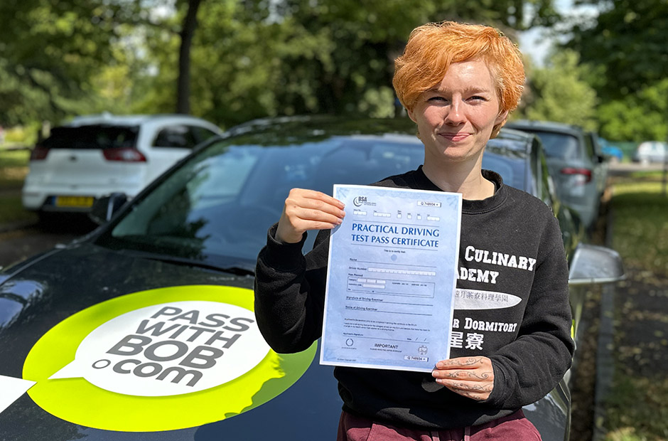 Beth Marriott with her Driving Test Pass Certificate
