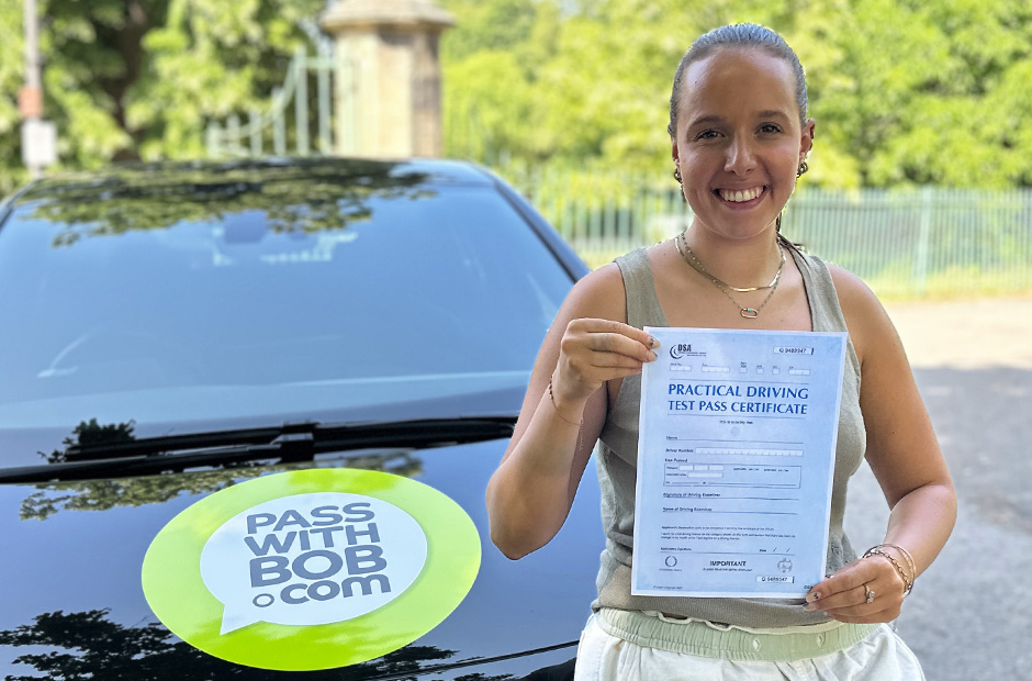 Daisy Mason with her Driving Test Pass Certificate