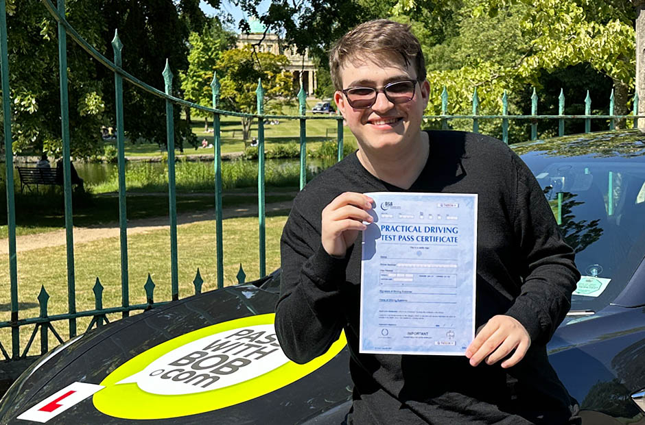 Dylan Albrecht with his Driving Test Pass Certificate