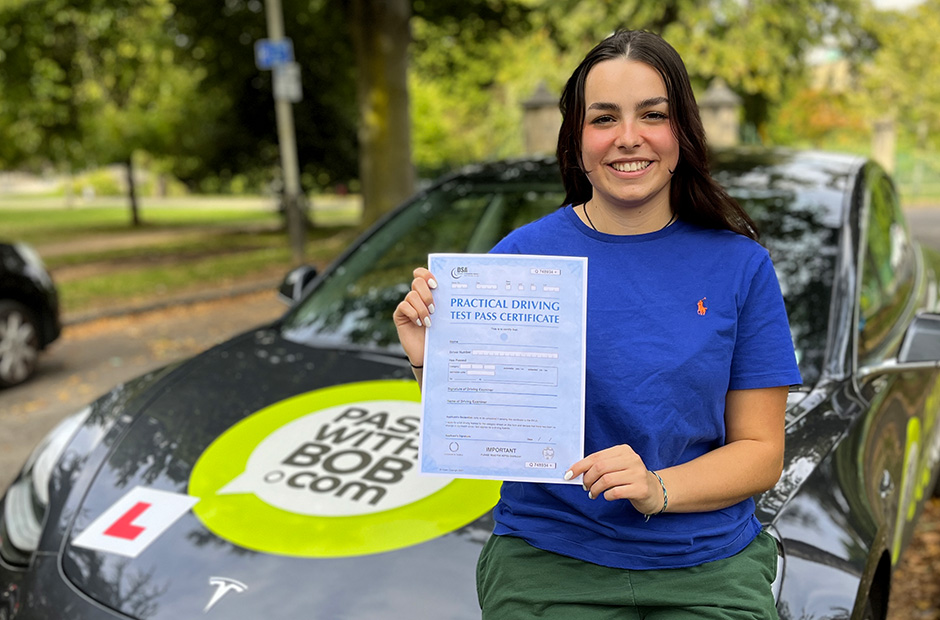 Emily Aitken with her Driving Test Pass Certificate