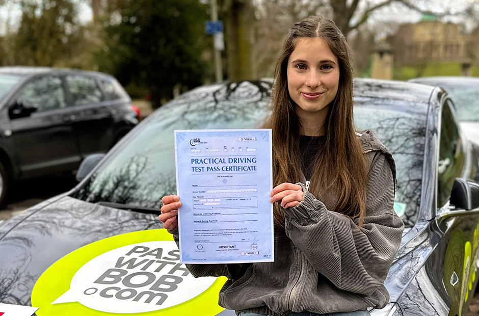 Esmie Menell with her Driving Test Pass Certificate