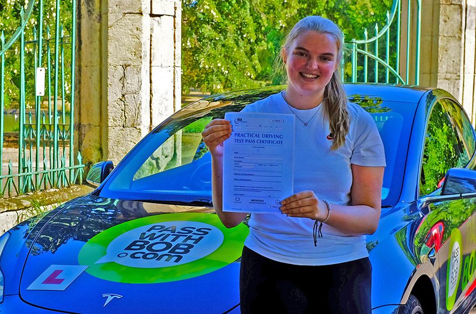 Evie Stokes with her Driving Test Pass Certificate