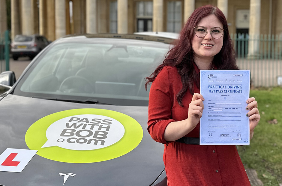 Fizz Dell-Smith with her Driving Test Pass Certificate