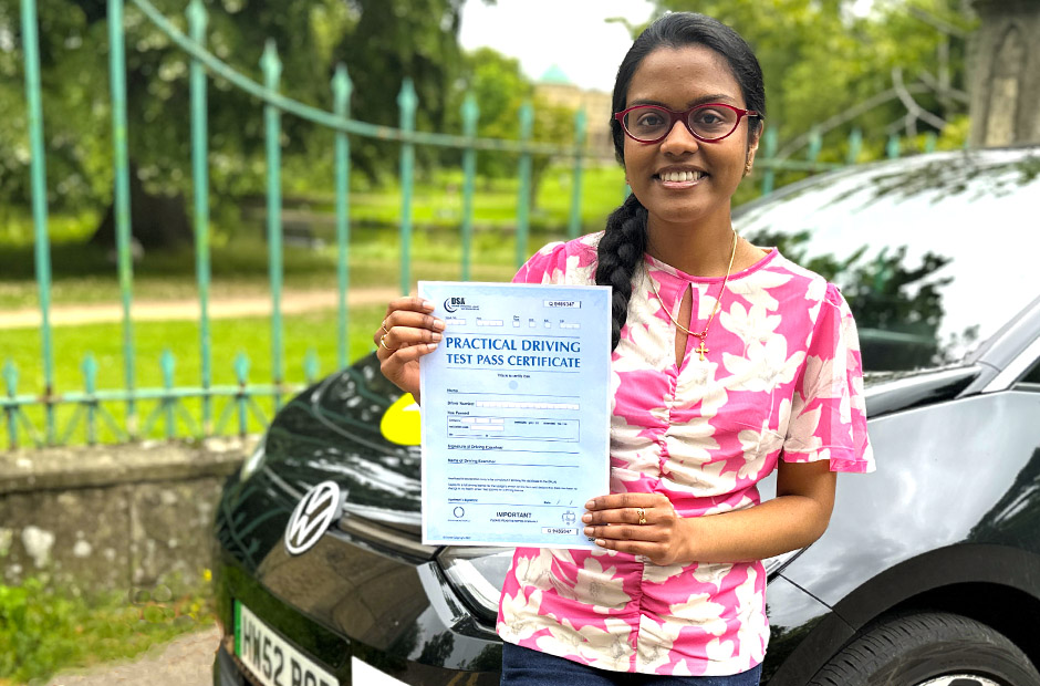 Hannah Manual with her Driving Test Pass Certificate