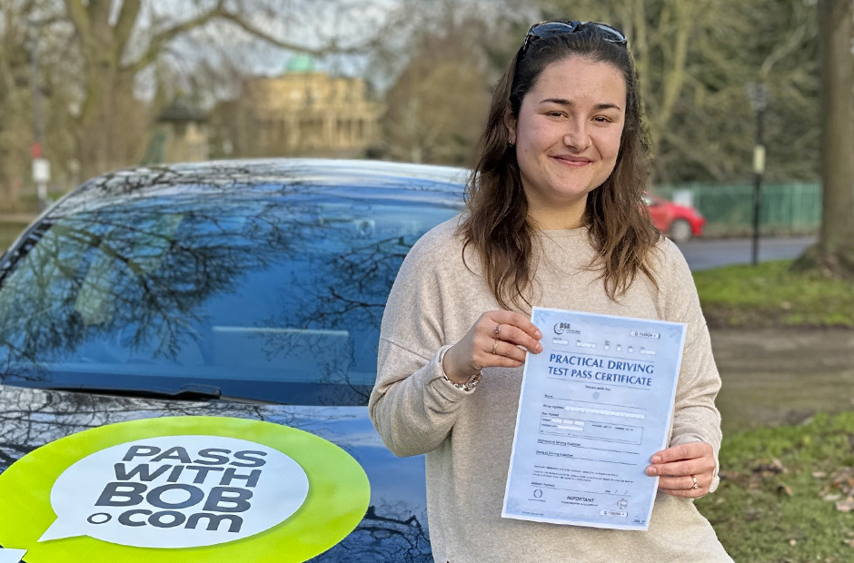 Maddy Stephens with her Driving Test Pass Certificate