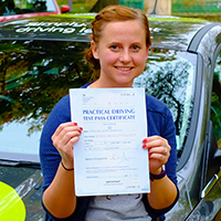 Danielle Marshall holding her Driving Test Pass certificate