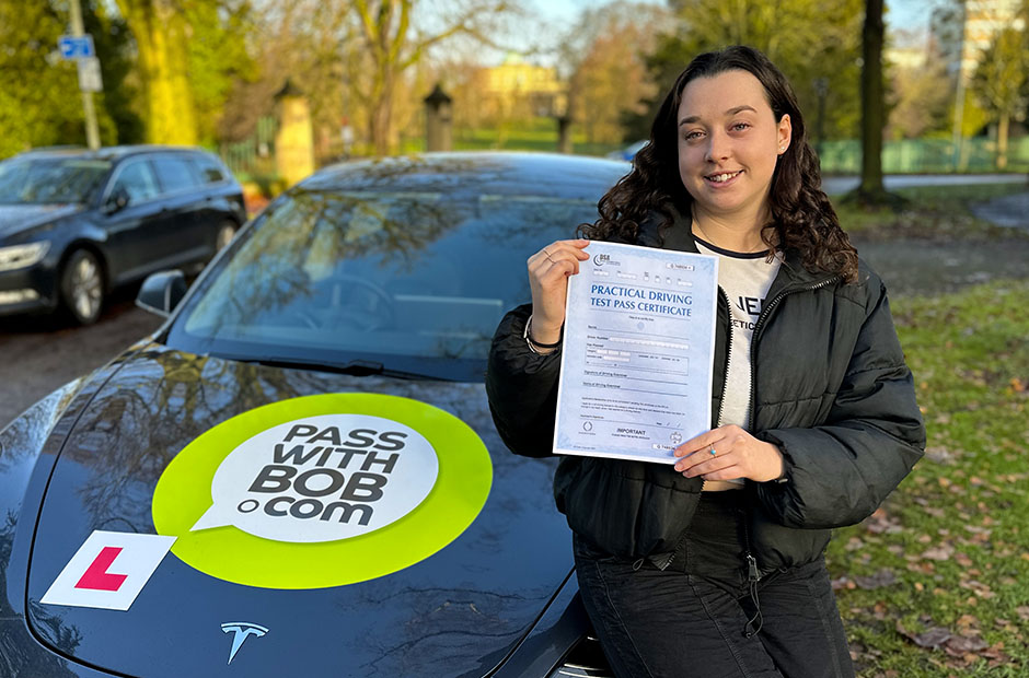 Sophie Johnson with her Driving Test Pass Certificate