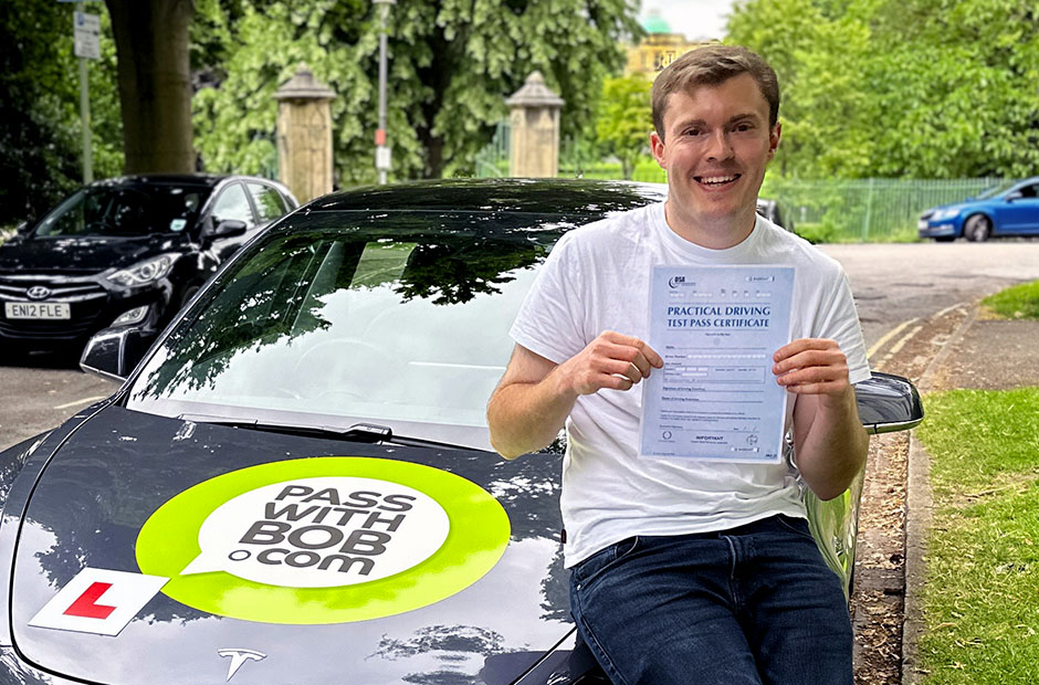 Tom Bagshaw with his Driving Test Pass Certificate